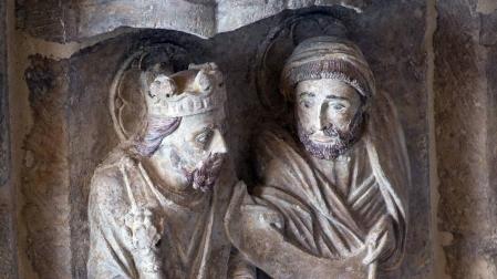 Fotografías de la restauración de la Puerta del Juicio de la catedral de Tudela