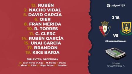 Villar se cae de la alineación por gripe y entra Kike Barja