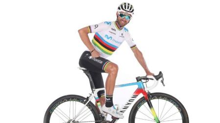 Alejandro Valverde teñirá de arcoíris su equipamiento en el Giro de Lombardia
