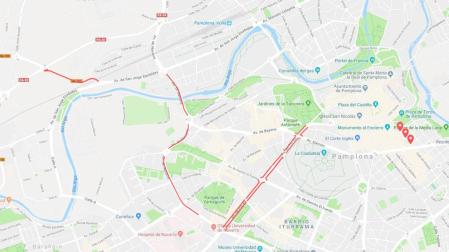 Estos son los cortes de tráfico de este lunes en Pamplona