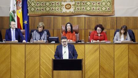 Intervención del líder de Vox en Andalucía, Francisco Serrano, en el Parlamento de Andalucía.