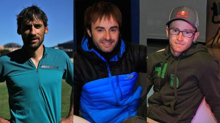 Los montañeros Luis A. Hernando, Eneko Pou e Iker Pou.
