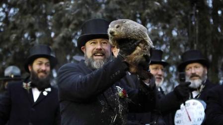 Fotos del día de la marmota 2019. Phil salió una vez más de su refugio para predecir una primavera anticipada.