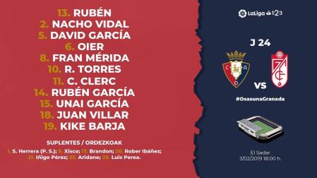 Mérida recupera su sitio en el once titular de Osasuna