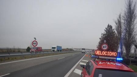 Un 12% de vehículos supera la velocidad en un control señalizado en Ribaforada