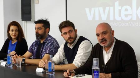 Desde la izquierda, Lorena Ares, Carlos Fernández de Vigo, Javier Celay y Arturo Cisneros, ayer, en la presentación en Creanavarra de las dos nuevas formaciones que se van a impartir.