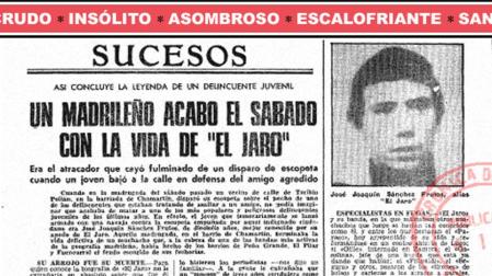 Recorte de un periódico que se hace eco de la muerte de El Jaro.