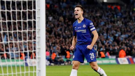 Celebración de Azpilicueta tras marcar el penalti ante el Manchester City