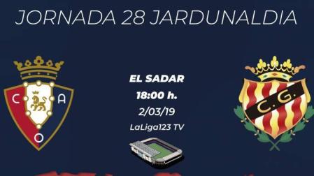 Las entradas para el Osasuna-Nàstic, a 20 y 25 euros