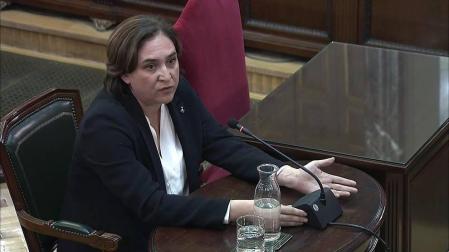 Captura de la señal institucional del Tribunal Supremo de la alcaldesa de Barcelona, Ada Colau, durante su declaración como testigo en el juicio del procés en el Tribunal Supremo.