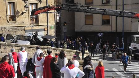 Tafalla se convierte en un plató de cine con rodaje de 'Line Walker'
