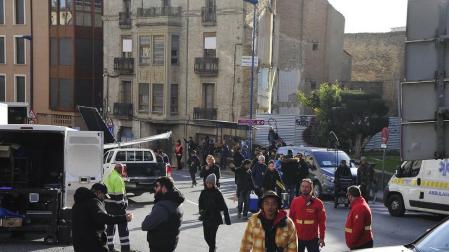 Tafalla se convierte en un plató de cine con rodaje de 'Line Walker'
