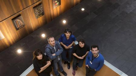 Los candidatos a las X Films de este año. De izquierda a derecha: Natalia Marín, Javier Fernández Vázquez, Maddi Barber, Jaione Camborda y Luis López Carrasco.