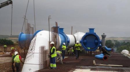 Imagen de obras en la ampliación de la 1ª fase del Canal de Navarra.