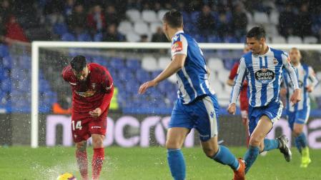 Rubén García, en el partido de ida ante el Dépor.