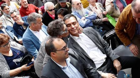 Pedro Sánchez participa en un acto en el Centro Municipal de Mayores Juan Muñoz de Leganés.