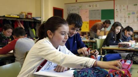 Alumnado del CP Beriáin durante una jornada de clase.