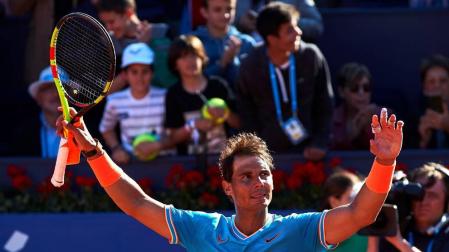 Nadal celebra su triunfo ante Mayer.