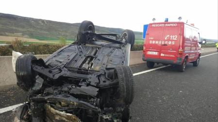 Un herido en un accidente de tráfico en la autovía del Pirineo, a la altura de Zulueta