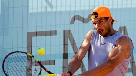 Rafa Nadal, durante un entrenamiento en Madrid.