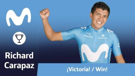 Histórico triunfo del ecuatoriano Carapaz (Movistar) en Montevergine
