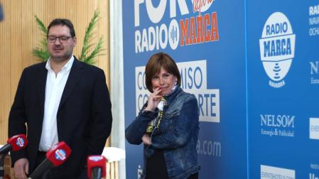 Uxue Barkos, antes del comienzo del encuentro organizado por Radio Marca Navarra y Élite APC.