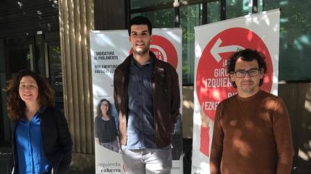 Carlos Guzmán y Txema Mauleón, en el acto electoral de I-E en Pamplona