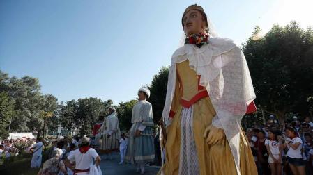 Salida de los gigantes y cabezudos de Pamplona, 9 de julio de San Fermín 2018