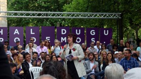Pablo Iglesias, el secretario general de Podemos, participó en un acto electoral junto a los candidatos navarros.