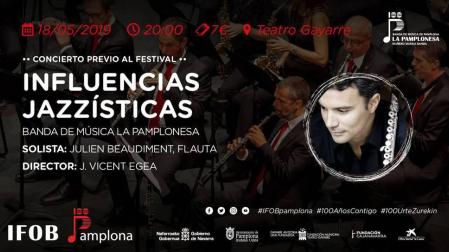 Cartel del concierto 'Influencias Jazzísticas' de La Pamplonesa junto al flautista Julien Beaudiment