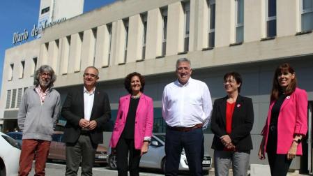 Joseba Asiron (EHBildu), Maite Esporrín (PSN-PSOE), Edurne Eguino (I-E), Enrique Maya (Navarra Suma), Itziar Gómez (Geroa Bai) y Joseba Andoni Romeo (Aranzadi) debaten en la sede del Diario de Navarra.