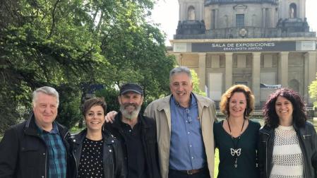 Joseba Asiron, candidato de EH Bildu a la Alcaldía de Pamplona, en un acto de la campaña electoral