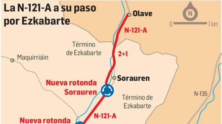 El valle de Ezcabarte pide que la nueva N-121 sea más urbana en su término