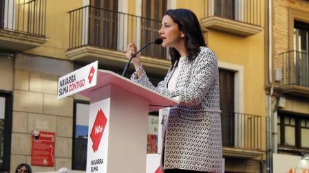 La portavoz nacional de Ciudadanos estuvo en la Plaza Consistorial junto a José Jacier Esparza este martes, 14 de mayo.