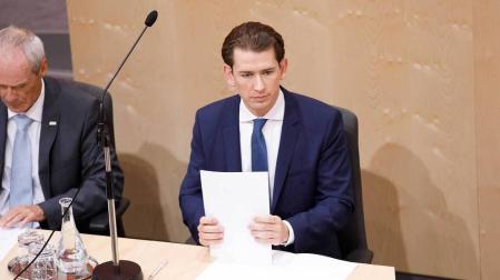 El canciller austriaco Sebastian Kurz, en la sesión especial del Parlamento.