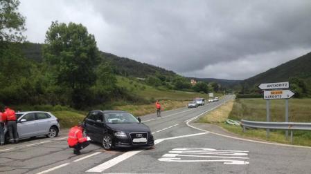Atropellado un peregrino en Ilurdotz en un accidente con tres vehículos implicados