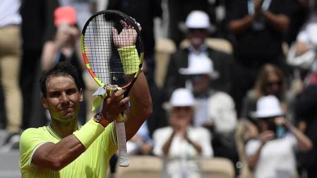 Rafael Nadal celebra su triunfo ante el alemán Yannick Maden.