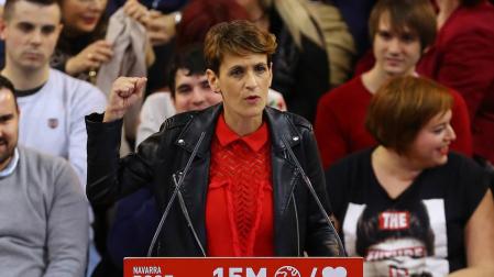 María Chivite, en un acto electoral en el Navarra Arena.