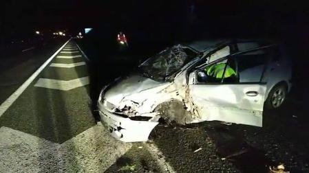 Aparatoso accidente en la Autovía de la Barranca a la altura de Etxarri Aranatz