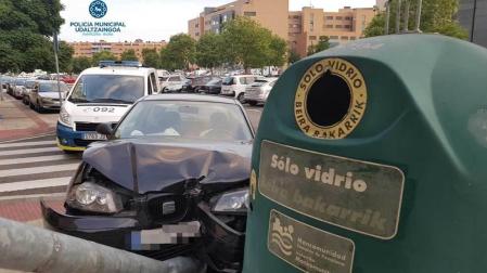 Salida de vía en la calle Canal 16 de Pamplona.