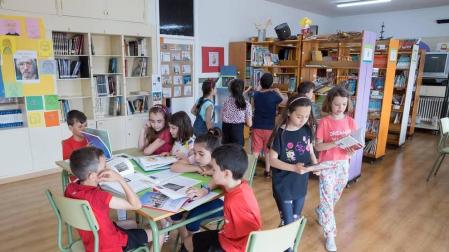 Alumnado del CP Griseras de Tudela durante una jornada de clase.