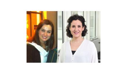 Isabel Soldevilla y Alejandra Piñera, dos de las becadas a las que el Gobierno foral les ha reclamado el dinero.