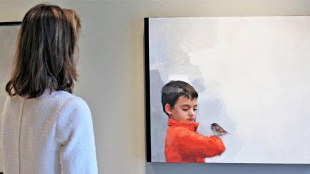 Niño y gorrión, otra obra de Carlos Tárdez.