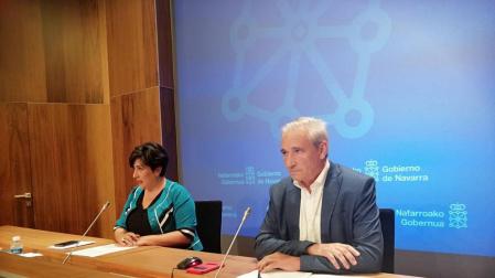 María Solana y Mikel Aranburu, tras la sesión de Gobierno.
