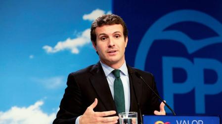 Pablo Casado, durante la rueda de prensa en Madrid tras la reunión del Comité Ejecutivo Nacional.