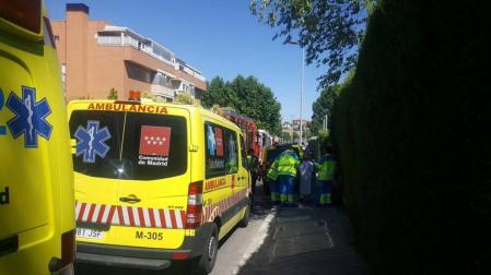Ambulancias en el lugar del incendio en Rivas Vaciamadrid.