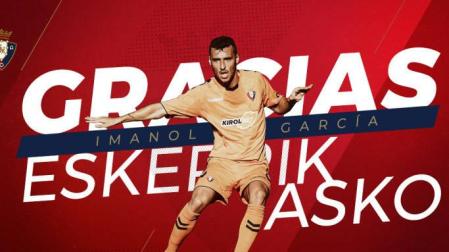 Imagen que ha publicado Osasuna tras la rescisión del contrato de Imanol García.