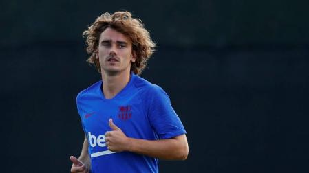 El francés Antoine Griezmann durante el primer entrenamiento del FC Barcelona