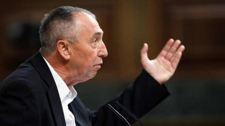 El portavoz de Compromís, Joan Baldoví, durante su intervención en el debate de investidura.