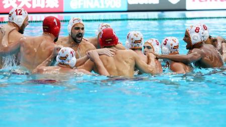 La selección española momentos antes del partido.